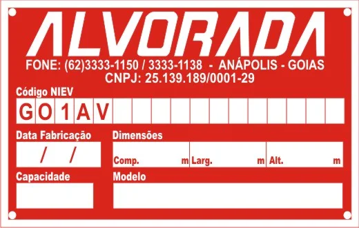 Plaqueta do fabricante · NIEV