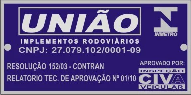 Plaqueta de aprovação · implemento rodoviário