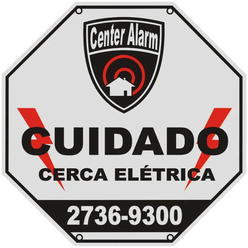 Cuidado cerca elétrica · octogonal